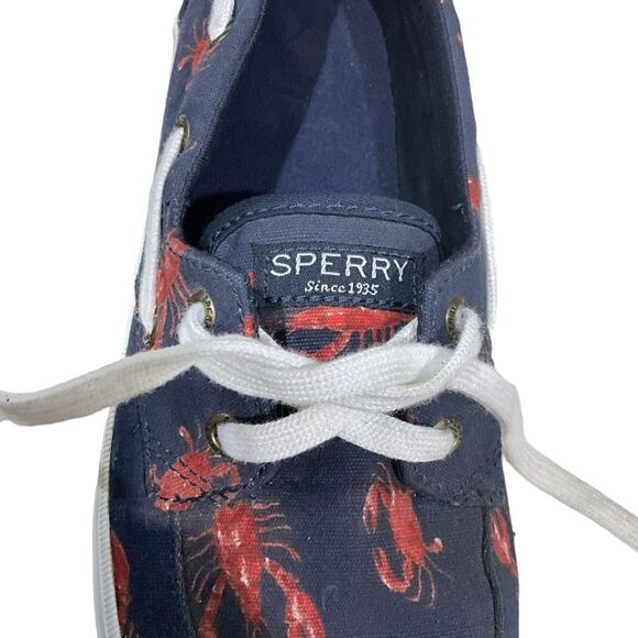 SPERRY Women’s Sz 8 Top-Sider Crest Navy Shoes Lobster/Crab Theme Boating Shoes - Picture 8 of 13